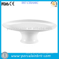 Round Flat White Porcelain Cake Plate With Stand
